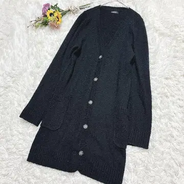 RAPTY 울 혼방 롱 가디건 V넥 포켓 단추식 L