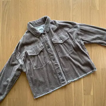 ZARA 코듀로이 크롭 자켓 베이지