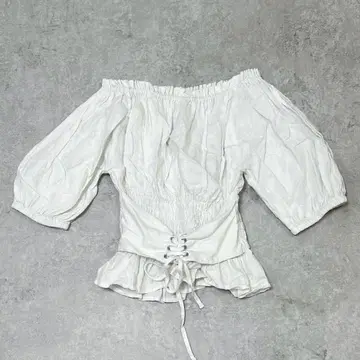 s3195 제이다 블라우스 오프숄더 코르셋 허리 개더 린넨
