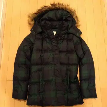 프리미엄 다운 다크 그린 체크 S