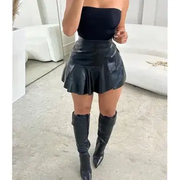 플레어 미니스커트 블랙 L 사이즈 랩 스커트 새상품