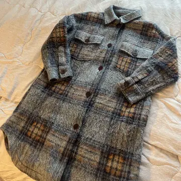 ZARA 체크 무늬 셔츠 코트 블루 계열 M L(xs)