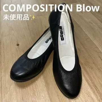 컨디션 최상 컴포지션 브로우 웨지솔 펌프스 슬립온 블랙 23.5cm