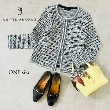 UNITED ARROWS 트위드 노카라 자켓 일본제 2 M 상당