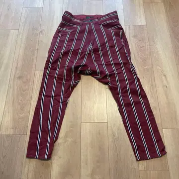 TSUMORI CHISATO 버건디 스트라이프 사루엘 팬츠