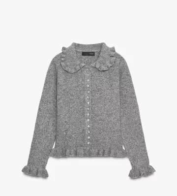 미사용 새상품 ZARA 프릴 트리밍 니트 가디건