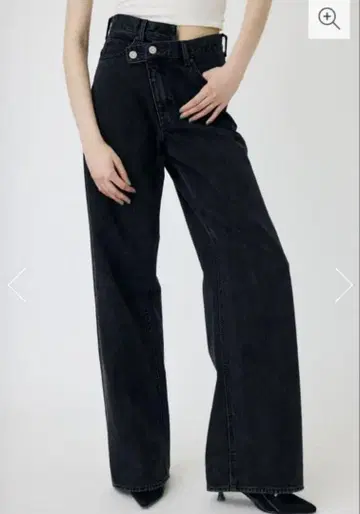 MOUSSY 마우지 크로스 허리 와이드 스트레이트 데님 블랙