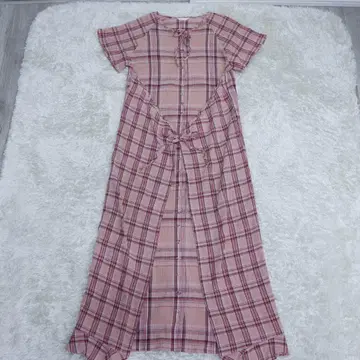 PINK HOUSE 체크 롱 셔츠 원피스 맥시 길이