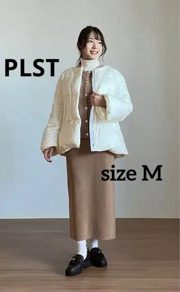 PLST 엑스트라 파인 메리노울 미들 게이지 니트 스커트 M 베이지