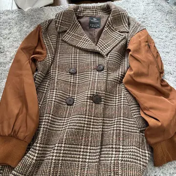 w closet 체크 무늬 더블 브레스트 자켓
