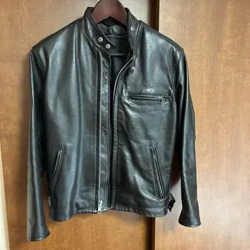 Schott 블랙 가죽 라이더 자켓