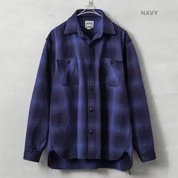 HOUSTON 옴브레 체크 셔츠 NAVY