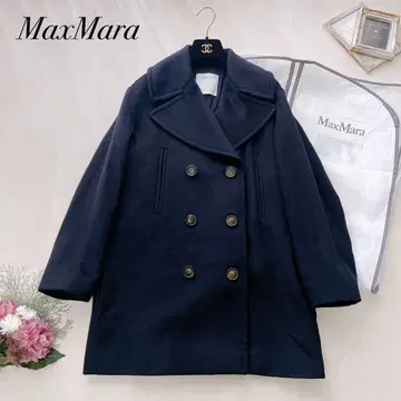 최근 스포츠 맥스 버진 울 100% 피 코트 네이비 34