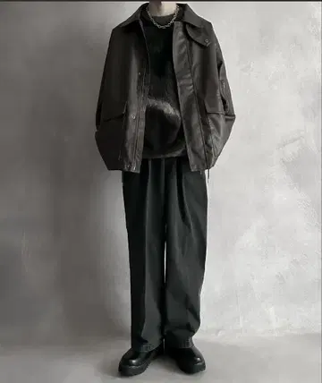 새상품 루즈 실루엣 빈티지 라이크 인조 가죽 블루종
