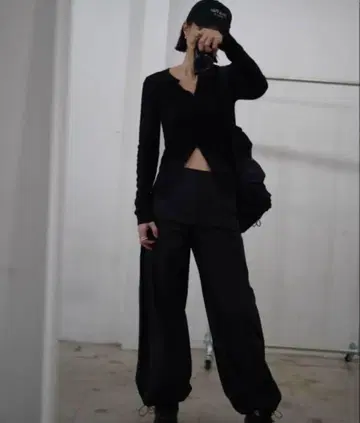 chaisy style nylon layered skirt pants