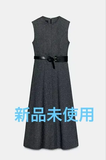 새상품 ZARA 벨트 포함 자카드 미디 기장 원피스