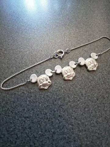 상태 좋음 레어 당시 디즈니 미키 실버색 팔찌