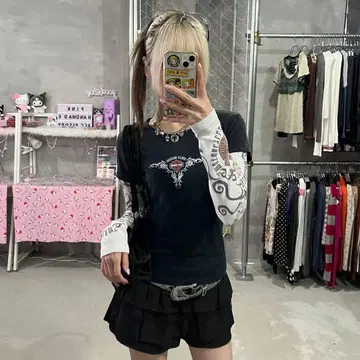 할리데이비슨 도킹 롱T 귀여운 타투 디자인