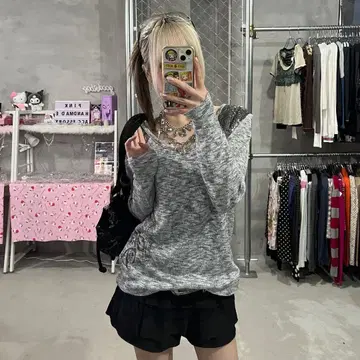 할리데이비슨 키라키라 갸루 라메 롱T