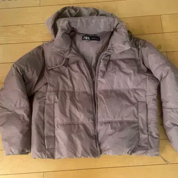 ZARA 후드 부착 그레이 다운 자켓 usaXS
