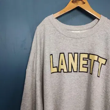 USA 구제 의류 LANETT 그레이 로고 프린트 맨투맨 칼리지 스포츠