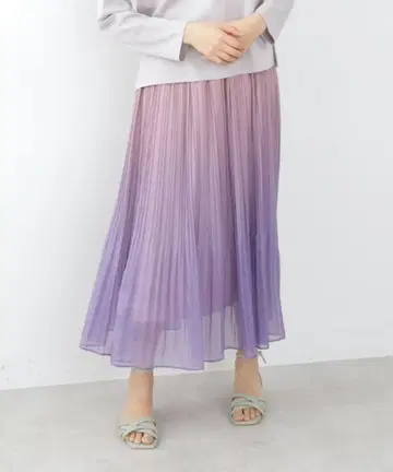 그라데이션 시어 플리츠 스커트