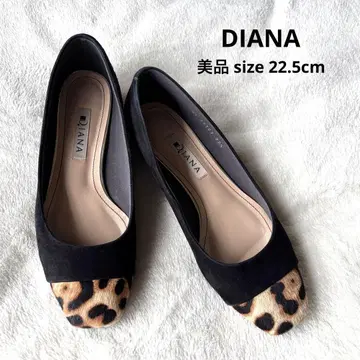 [새상품급] DIANA 다이애나 레오파드 송치 스퀘어토 와이드 힐 2cm