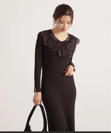 프로포션 바디 드레싱 레이스 니트 원피스 다크 그레이 S