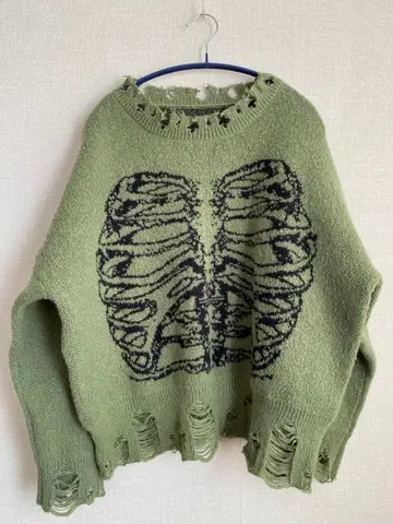 00's unknown 해골 니트 기믹 펑크 스컬 데미지