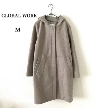 Z11-035 GLOBAL WORK 후드 부착 롱 코트 M 베이지