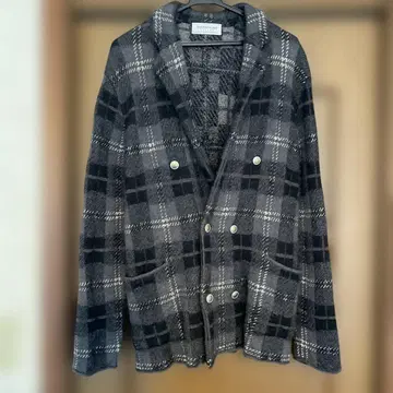 그레이 블랙 체크 테일러드 자켓