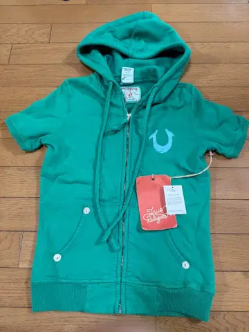 TRUE RELIGION 그린 반팔 집업 후디 XS
