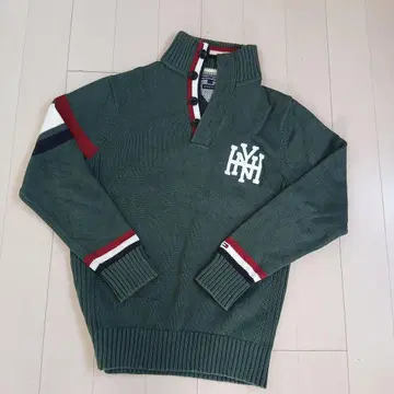 TOMMY HILFIGER 올리브 그린 스웨터 프리미엄 코튼