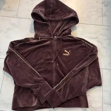 PUMA 후드 부착 후드티 XS 브라운 빈티지