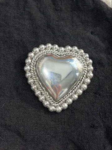 MEXICO 멕시코 실버 925 페블 하트 브로치