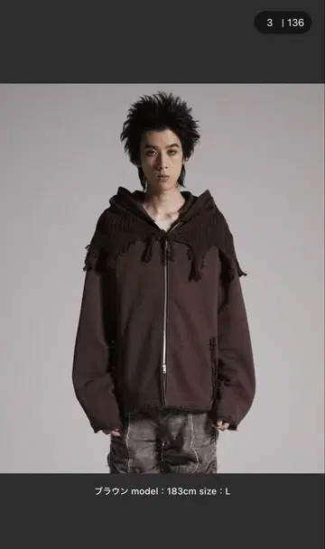 [ GRANCY ] 니트 레이어드 디자인 지퍼 후디