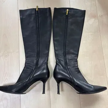 Sergio Rossi 블랙 가죽 하이힐 롱 부츠