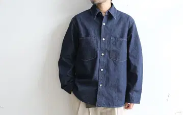 AURALEE 하드 트위스트 라이트 데님 셔츠 블루종