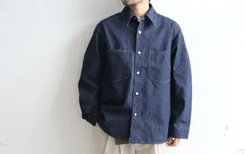 AURALEE 하드 트위스트 라이트 데님 셔츠 블루종