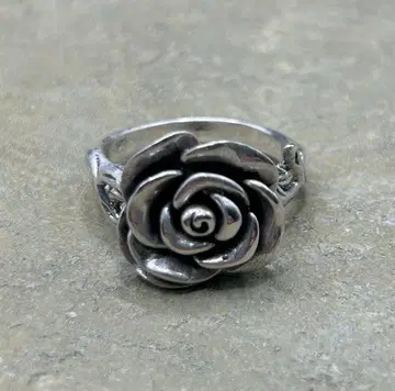 빈티지 실버 925 장미 로즈 모티브 반지 14호