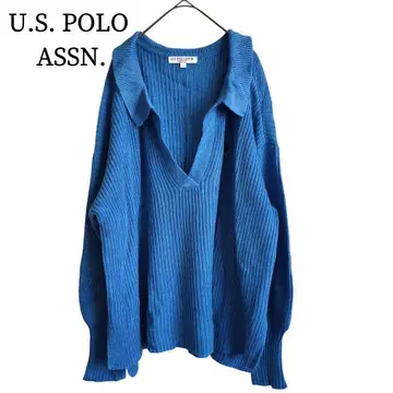 2511 새상품급 유에스폴로아쏜 폴로 디자인 니트 블루 L