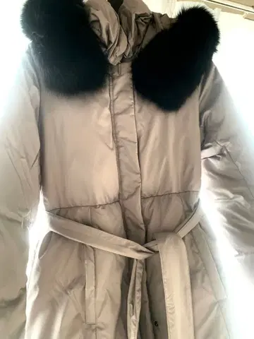 그레이 다운 롱 코트 퍼 포함