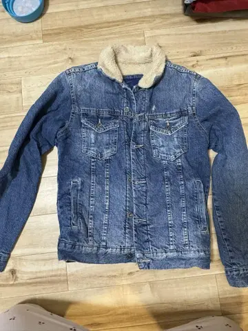 데님 자켓 M 플리스 카라 부착