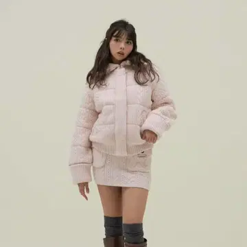 andmary Mary 퀼팅 니트 재킷 한정판 핑크