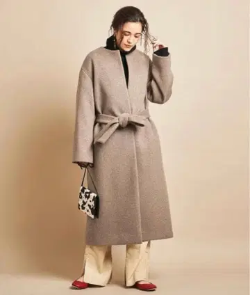 20aw Beauty & Youth 비버 노카라 롱 코트 M