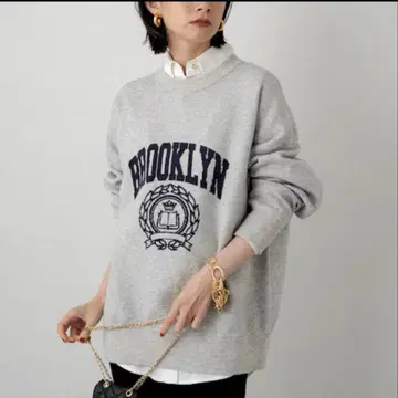 라운지 드레스 자카드 로고 니트 니트 라이트 그레이 그레이 상의