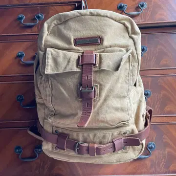 HACKETT LONDON 베이지 캠퍼스 가죽 백팩 VTG