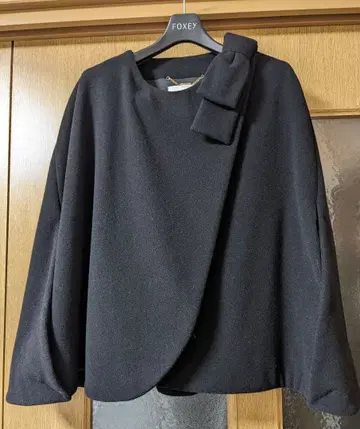 1회 착용 블루걸 케이프 판초 코트 울 리본 모티브 40