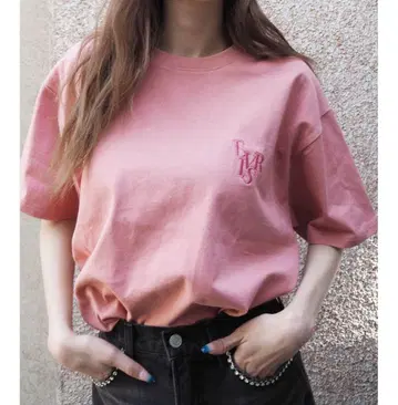 EVRIS 코튼 100% 반팔 T셔츠 핑크