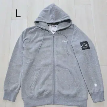 새상품 미사용 FILA 휠라 박스 로고 지퍼 후드티 긴팔 L 그레이